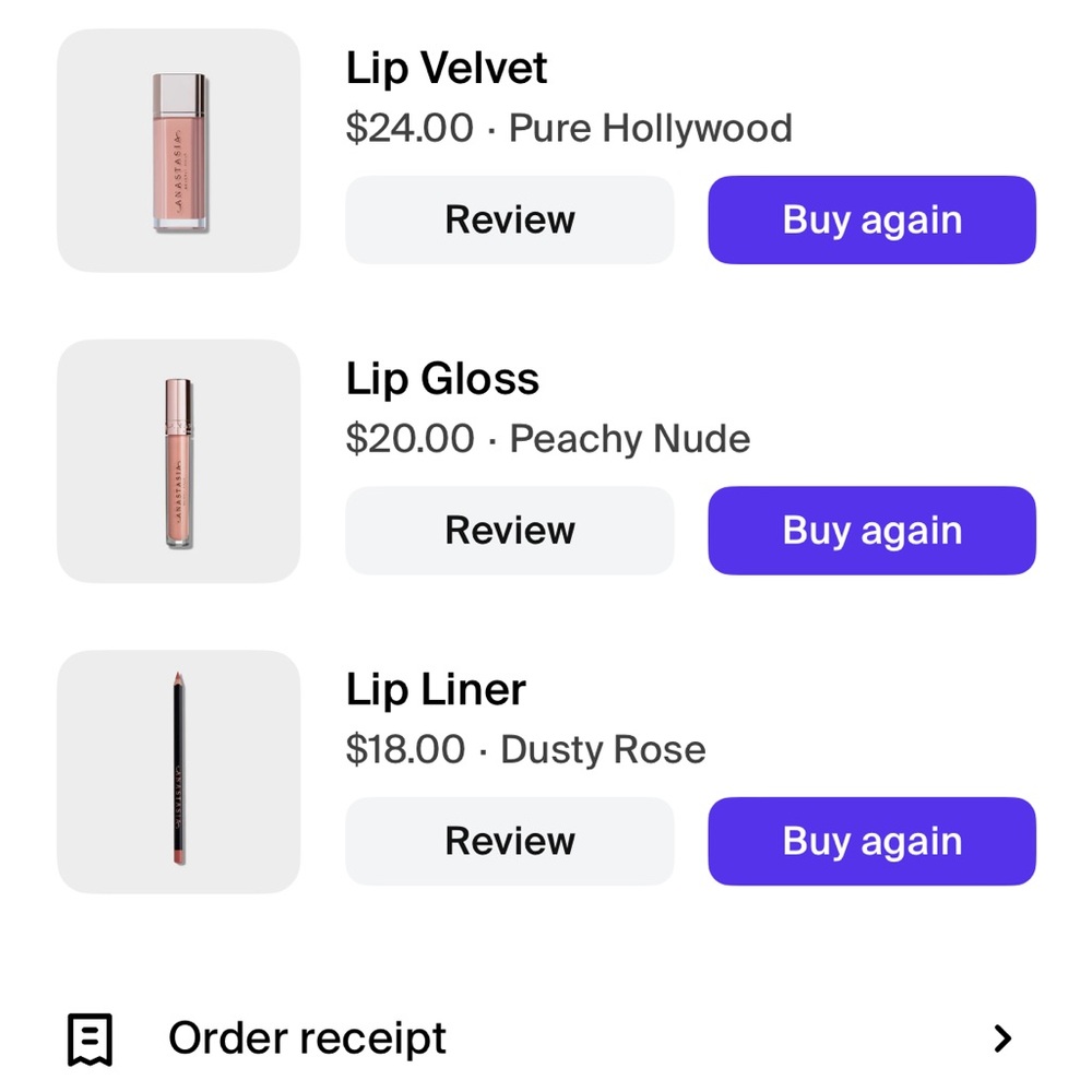 Set of 3 Anastasia lip kit